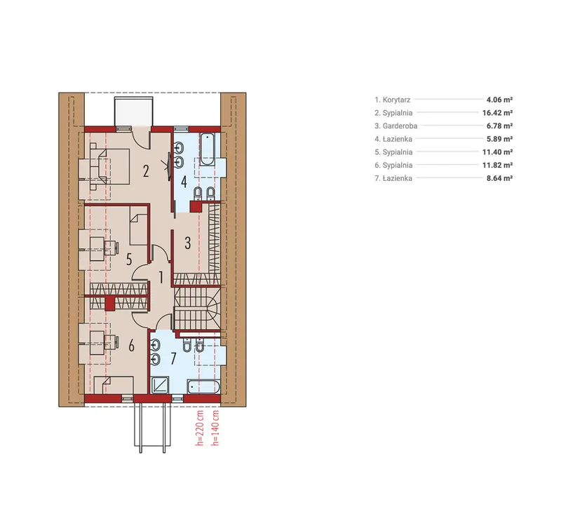 Antras Aukštas 1 – Namo projektas su mansarda 159 m², 3 Miegamieji — 56364R