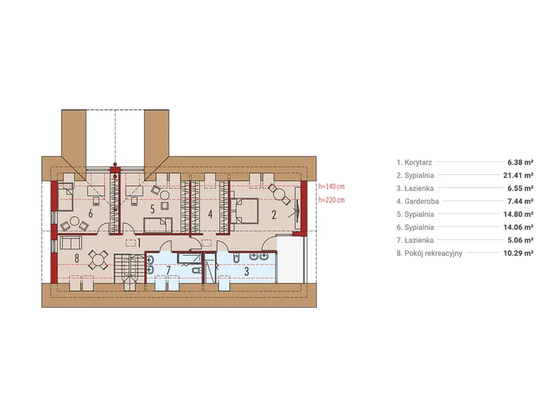 Antras Aukštas 1 – Namo projektas su mansarda 207 m², 3 Miegamieji — 20457R