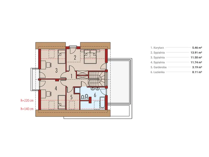 Antras Aukštas 1 – Namo projektas su mansarda 161 m², 3 Miegamieji — 77220R