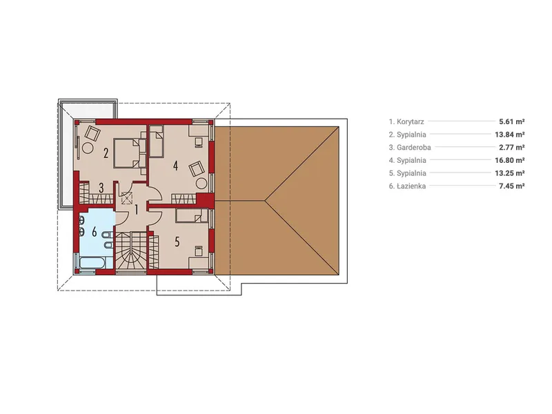 Antras Aukštas 1 – Dviejų aukštų namo projektas 175 m², 3 Miegamieji — 11864R
