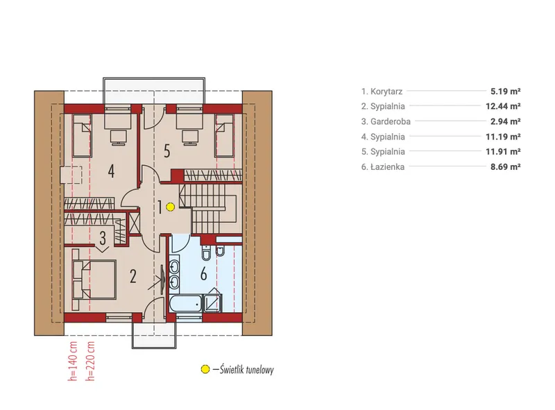 Antras Aukštas 1 – Namo projektas su mansarda 124 m², 3 Miegamieji — 22603R