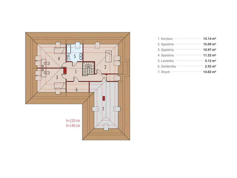Antras Aukštas 1 – Namo projektas su mansarda 228 m², 4 Miegamieji — 92731R