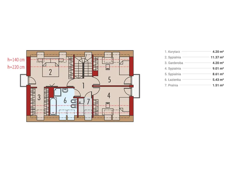 Antras Aukštas 1 – Namo projektas su mansarda 106 m², 3 Miegamieji — 79107R