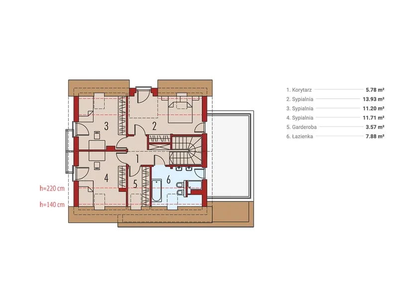 Antras Aukštas 1 – Namo projektas su mansarda 154 m², 3 Miegamieji — 45898R