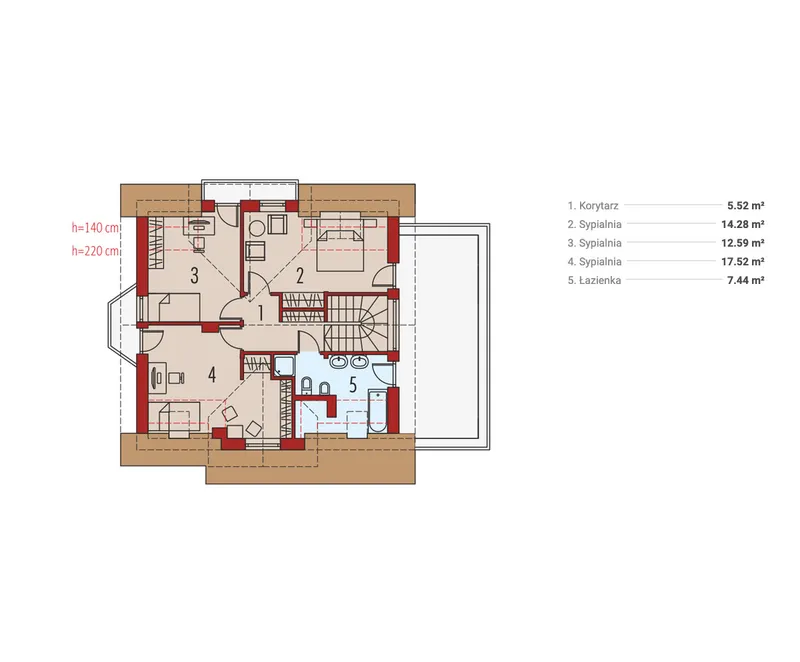 Antras Aukštas 1 – Namo projektas su mansarda 157 m², 3 Miegamieji — 97940R