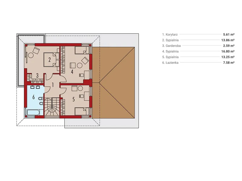 Antras Aukštas 1 – Dviejų aukštų namo projektas 161 m², 3 Miegamieji — 24369R