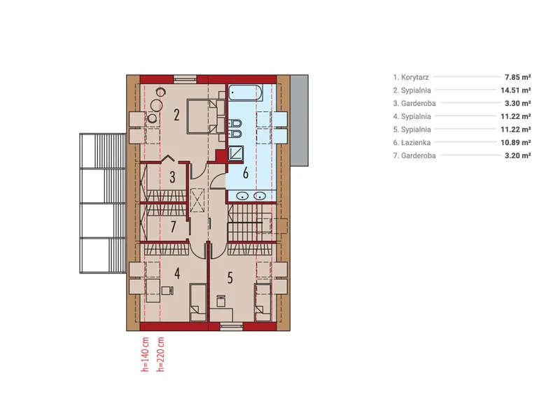 Antras Aukštas 1 – Namo projektas su mansarda 148 m², 3 Miegamieji — 79211R