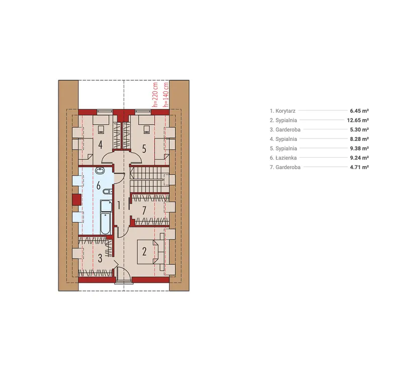 Antras Aukštas 1 – Namo projektas su mansarda 137 m², 3 Miegamieji — 23744R