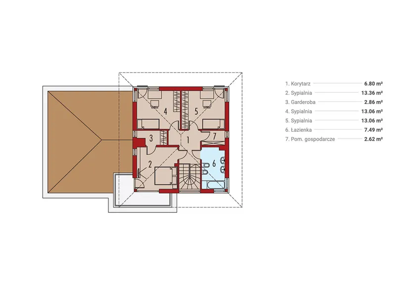 Antras Aukštas 1 – Dviejų aukštų namo projektas 167 m², 3 Miegamieji — 90728R