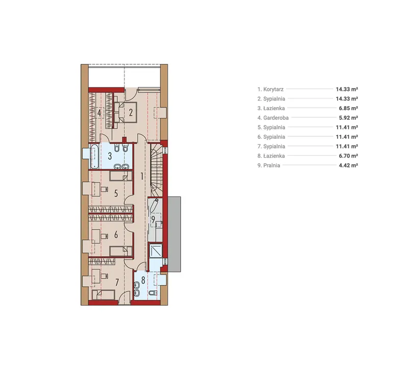 Antras Aukštas 1 – Namo projektas su mansarda 199 m², 4 Miegamieji — 89684R