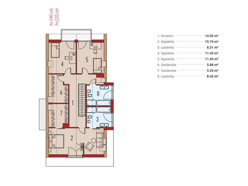 Antras Aukštas 1 – Namo projektas su mansarda 195 m², 3 Miegamieji — 93948R