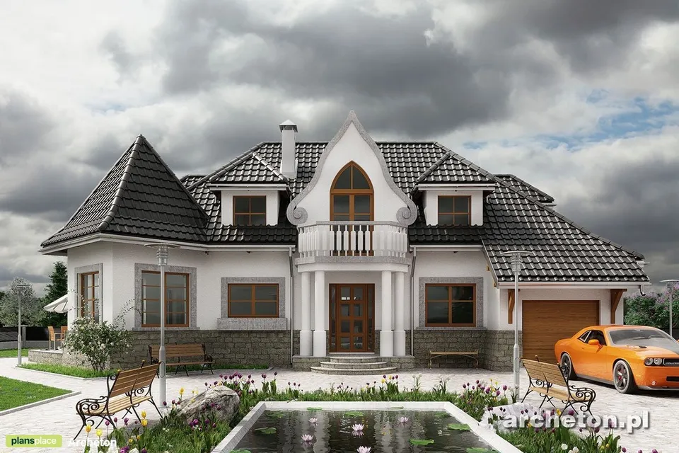 Pagrindiniai vaizdai 1 – Namo projektas su mansarda 213 m², 3 Miegamieji — 58410R