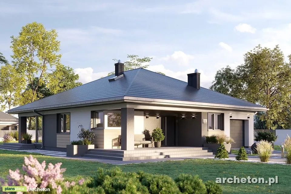 Pagrindiniai vaizdai 1 – Vieno aukšto namo projektas 142 m², 4 Miegamieji — 57679R