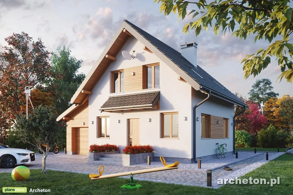 Pagrindiniai vaizdai 1 – Namo projektas su mansarda 108 m², 3 Miegamieji — 76467R