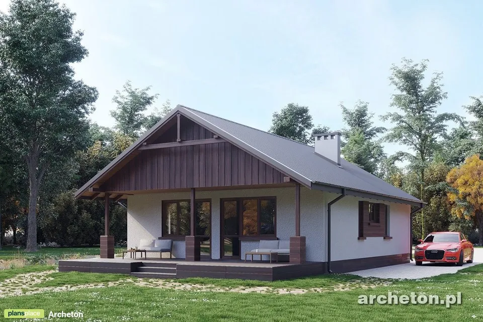 Pagrindiniai vaizdai 1 – Vieno aukšto namo projektas 84 m², 2 Miegamieji — 29343R