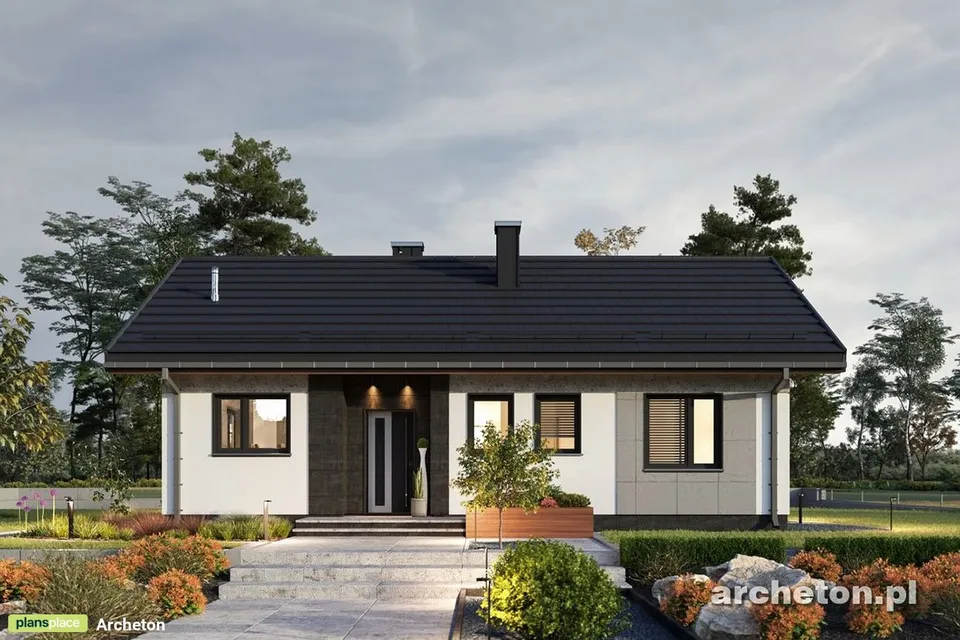 Pagrindiniai vaizdai 1 – Vieno aukšto namo projektas 77 m², 3 Miegamieji — 13834R