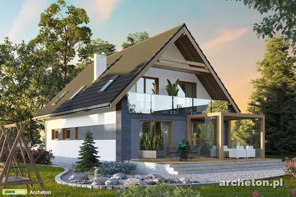 Pagrindiniai vaizdai 1 – Namo projektas su mansarda 179 m², 4 Miegamieji — 60076R