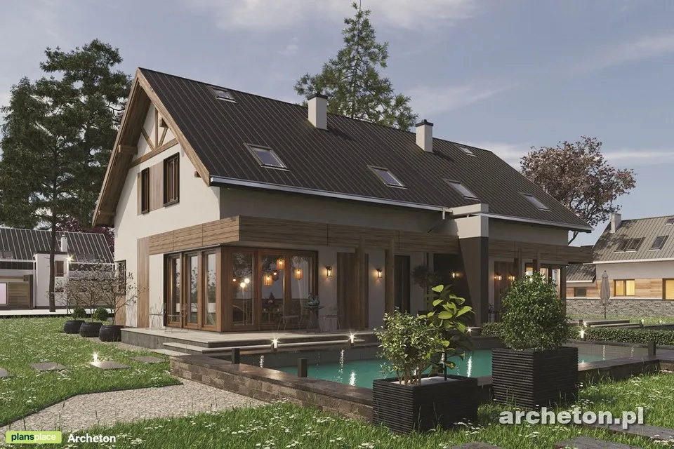 Pagrindiniai vaizdai 1 – Namo projektas su mansarda 150 m², 3 Miegamieji — 29574R