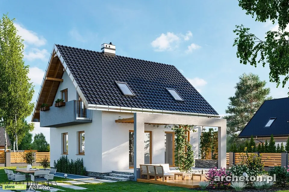 Pagrindiniai vaizdai 1 – Namo projektas su mansarda 100 m², 3 Miegamieji — 55387R