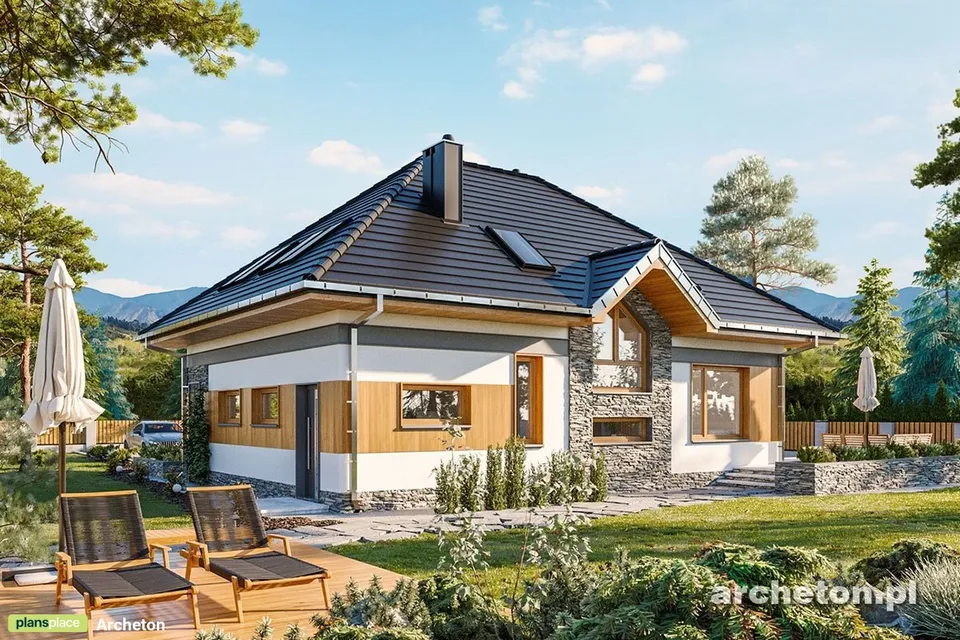 Pagrindiniai vaizdai 1 – Namo projektas su mansarda 179 m², 3 Miegamieji — 99613R