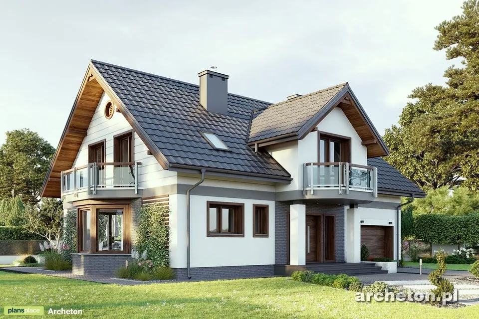Pagrindiniai vaizdai 1 – Namo projektas su mansarda 196 m², 5 Miegamieji — 49386R