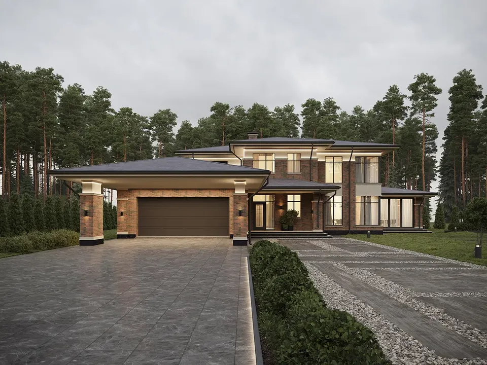 Pagrindiniai vaizdai 2 – Dviejų aukštų namo projektas 313 m², 4 Miegamieji — 44340R