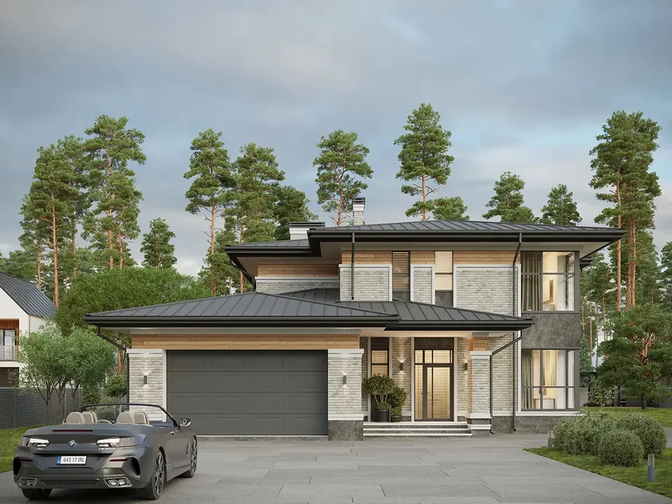 Pagrindiniai vaizdai 2 – Dviejų aukštų namo projektas 241 m², 3 Miegamieji — 33722R