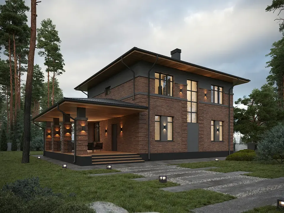 Pagrindiniai vaizdai 2 – Dviejų aukštų namo projektas 165 m², 4 Miegamieji — 85577R