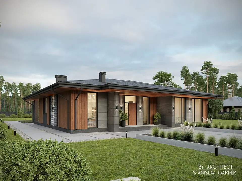 Pagrindiniai vaizdai 2 – Vieno aukšto namo projektas 213 m², 5 Miegamieji — 11515R