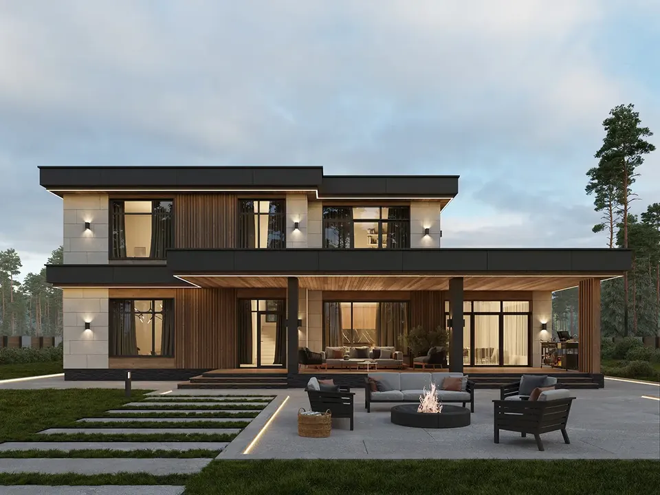 Pagrindiniai vaizdai 2 – Dviejų aukštų namo projektas 228 m², 4 Miegamieji — 48460R