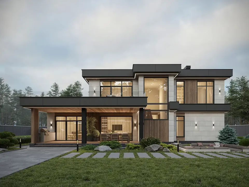 Pagrindiniai vaizdai 2 – Dviejų aukštų namo projektas 227 m², 4 Miegamieji — 61548R