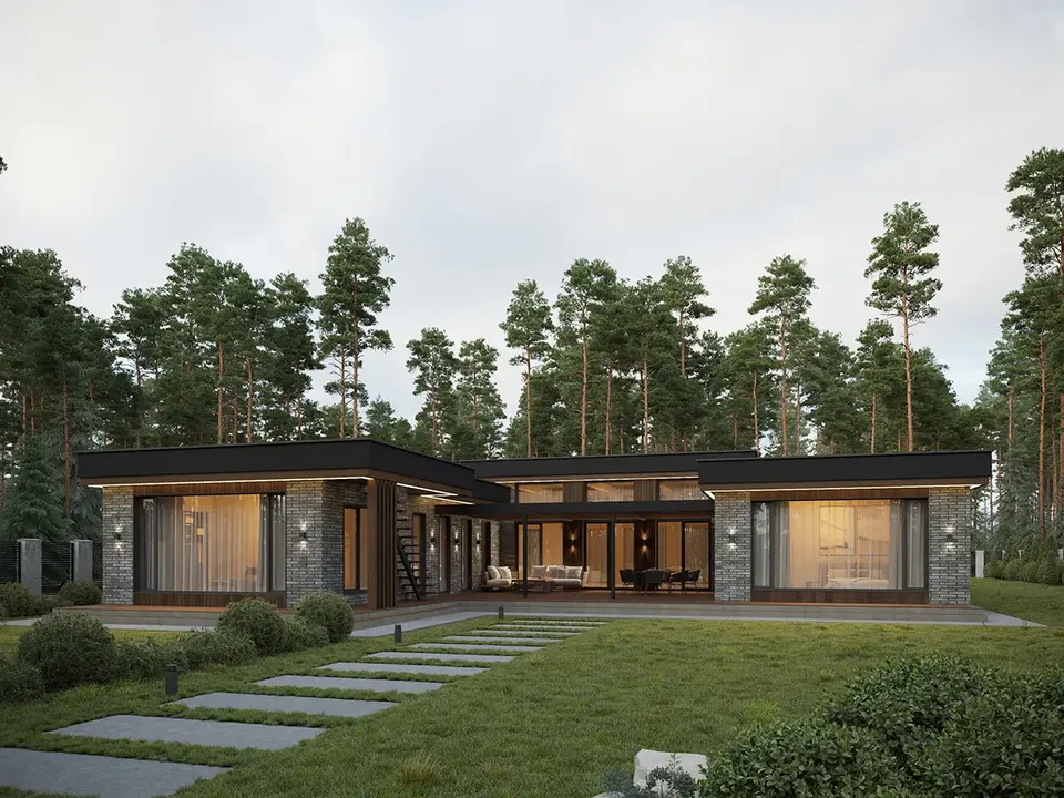 Pagrindiniai vaizdai 2 – Vieno aukšto namo projektas 282 m², 3 Miegamieji — 75077R