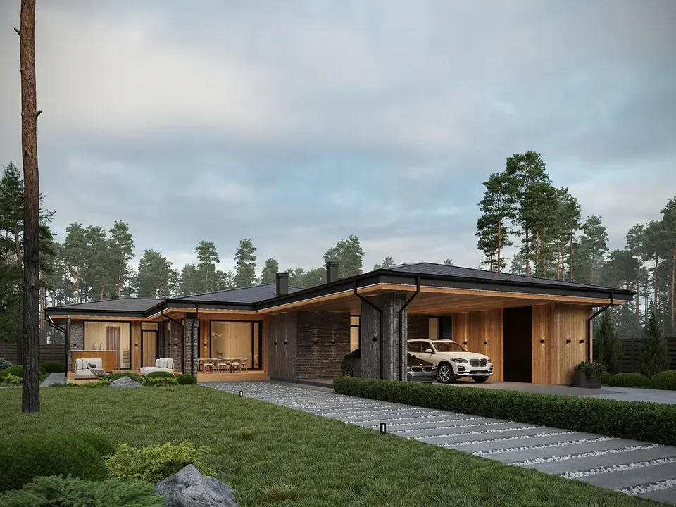 Pagrindiniai vaizdai 2 – Vieno aukšto namo projektas 172 m², 3 Miegamieji — 12063R