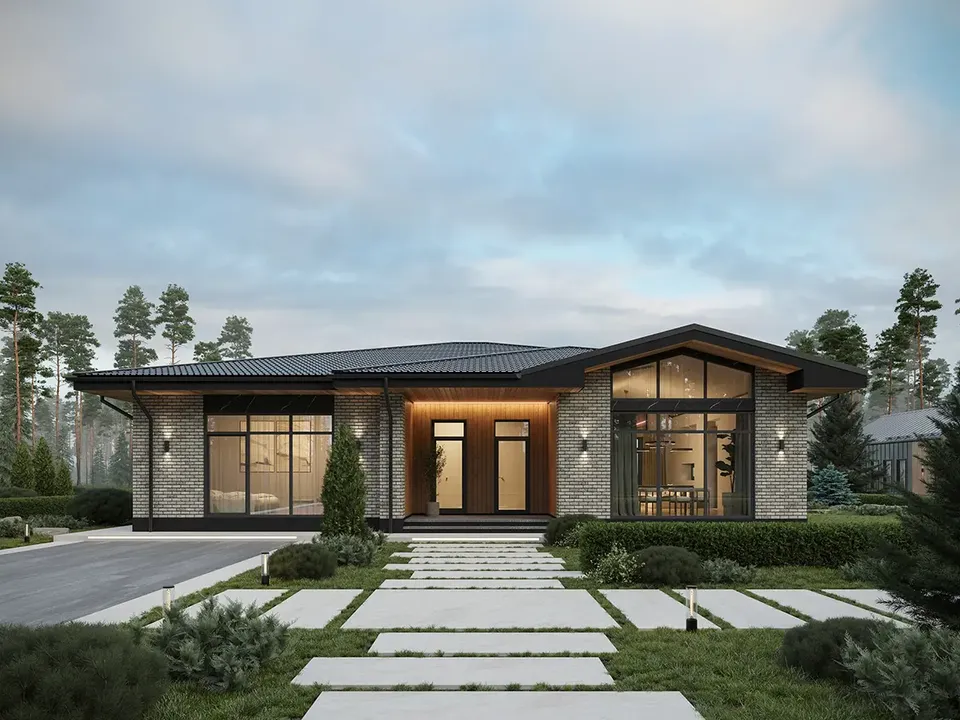 Pagrindiniai vaizdai 2 – Vieno aukšto namo projektas 179 m², 4 Miegamieji — 43843R