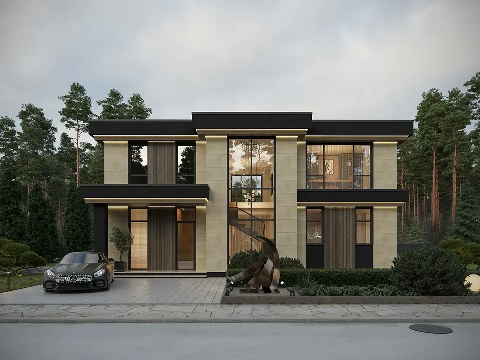Pagrindiniai vaizdai 2 – Dviejų aukštų namo projektas 183 m², 3 Miegamieji — 73975R