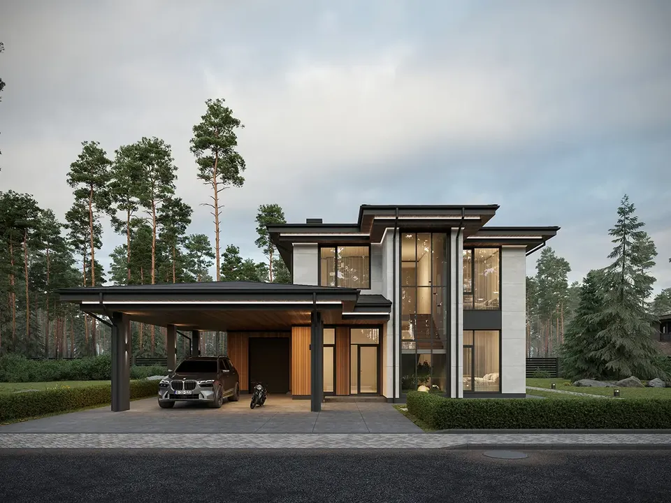 Pagrindiniai vaizdai 2 – Dviejų aukštų namo projektas 201 m², 4 Miegamieji — 10424R