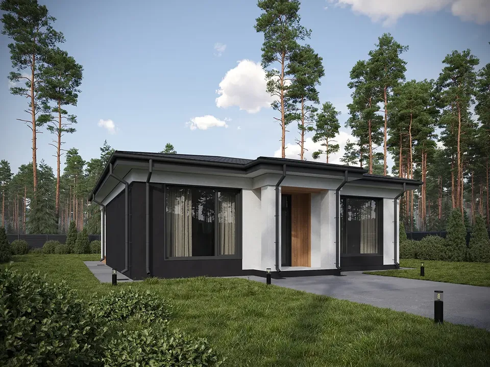 Pagrindiniai vaizdai 2 – Vieno aukšto namo projektas 65 m², 2 Miegamieji — 61822R