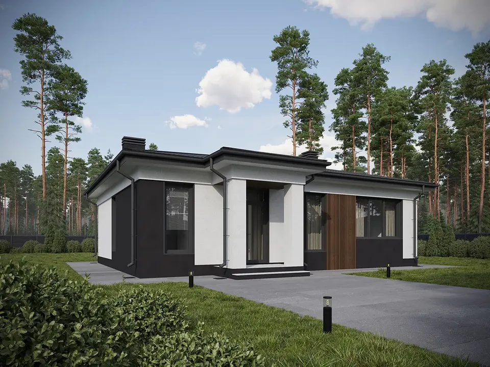 Pagrindiniai vaizdai 2 – Vieno aukšto namo projektas 96 m², 3 Miegamieji — 33156R