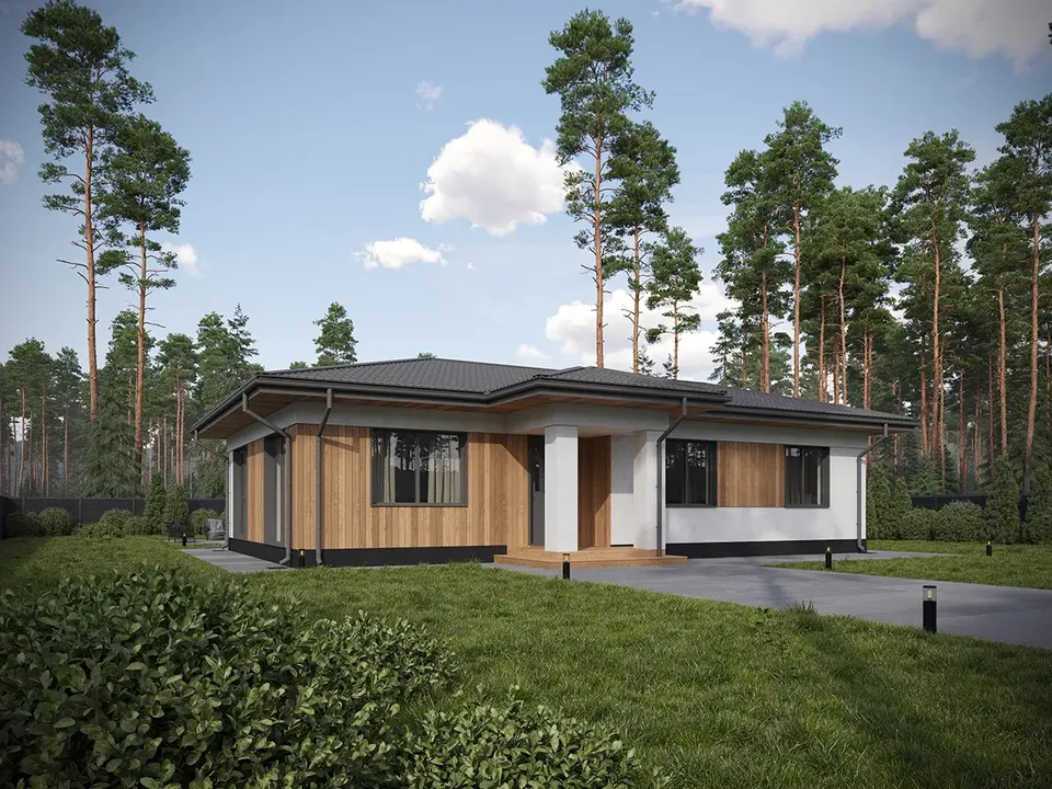 Pagrindiniai vaizdai 2 – Vieno aukšto namo projektas 97 m², 3 Miegamieji — 14280R