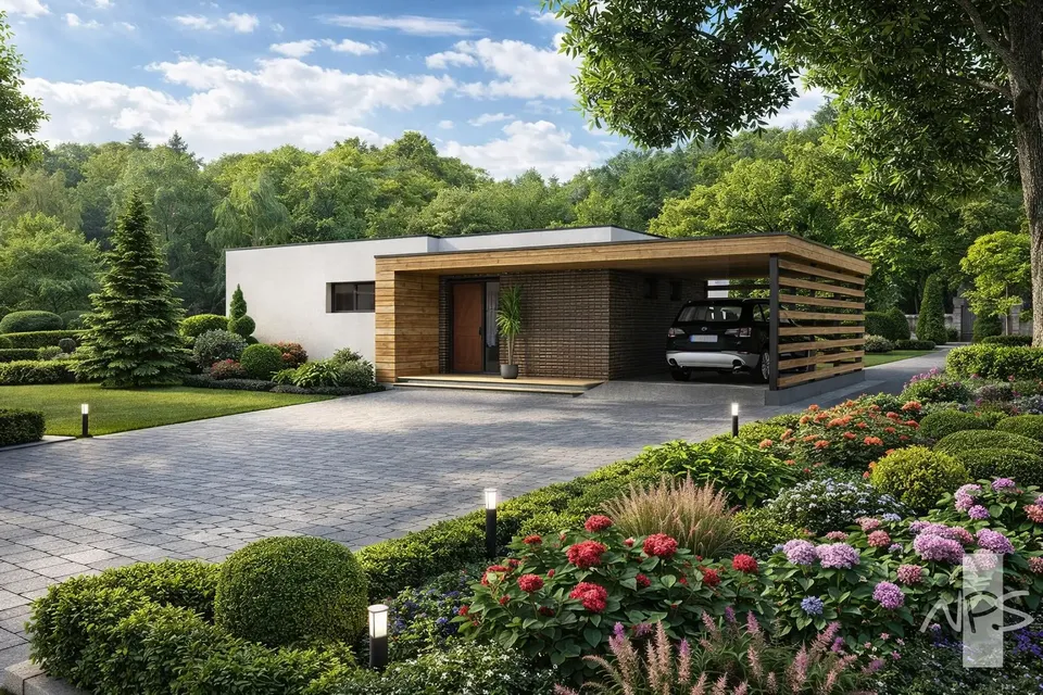 Pagrindiniai vaizdai 1 – Vieno aukšto namo projektas 108 m², 2 Miegamieji — 87479R