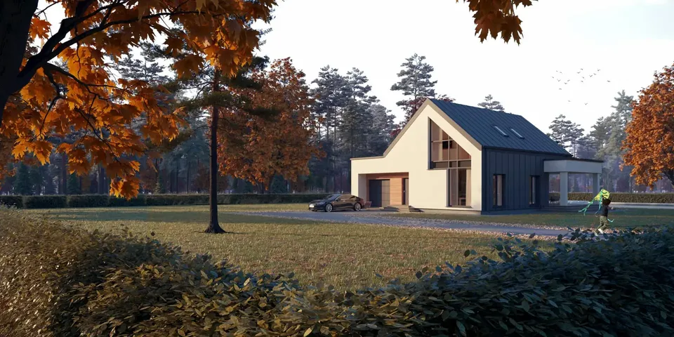 Pagrindiniai vaizdai 1 – Namo projektas su mansarda 172 m², 3 Miegamieji — 22635R