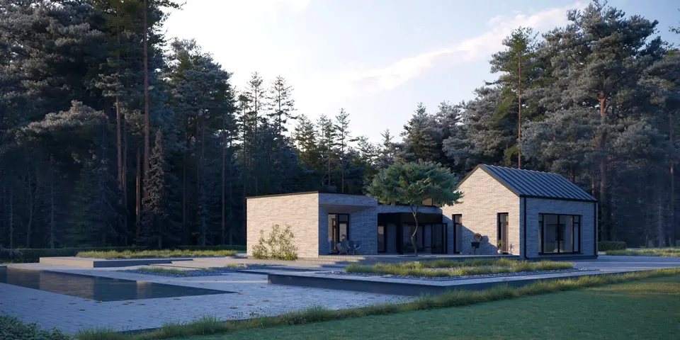 Pagrindiniai vaizdai 1 – Vieno aukšto namo projektas 205 m², 3 Miegamieji — 64836R