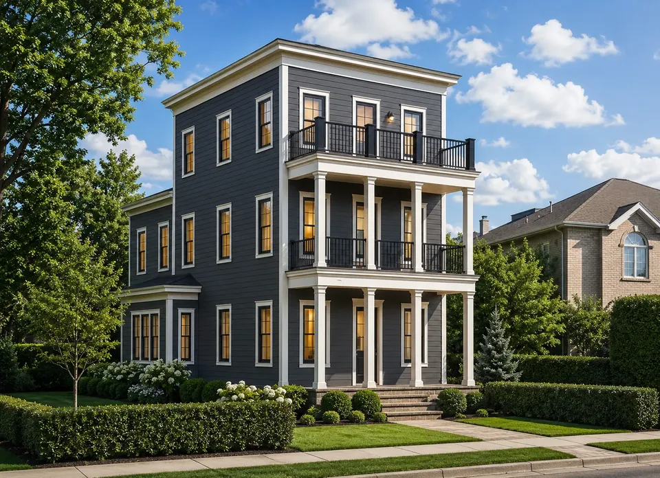 Pagrindiniai vaizdai 2 – Trijų aukštų namo projektas 414 m², 5 Miegamieji — 87310R