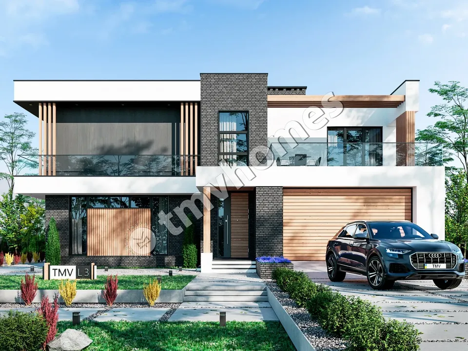 Pagrindiniai vaizdai 2 – Dviejų aukštų namo projektas 330 m², 4 Miegamieji — 82818R