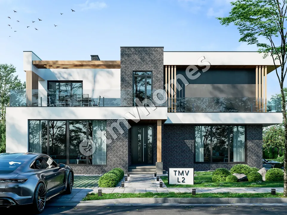 Pagrindiniai vaizdai 2 – Dviejų aukštų namo projektas 329 m², 5 Miegamieji — 64494R