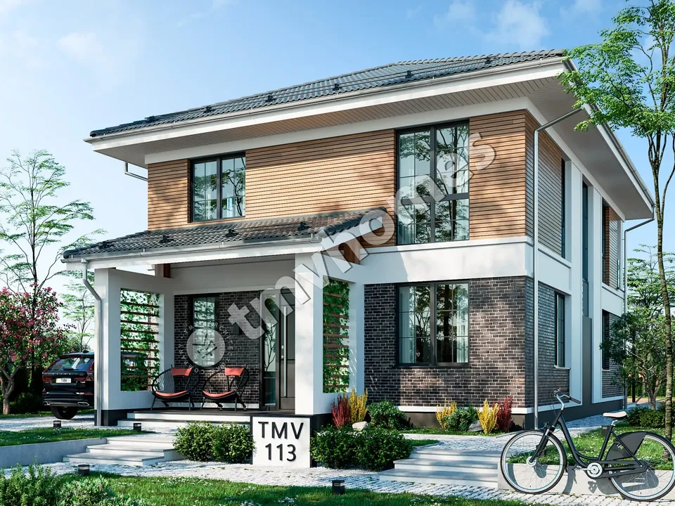 Pagrindiniai vaizdai 2 – Dviejų aukštų namo projektas 182 m², 5 Miegamieji — 89804C