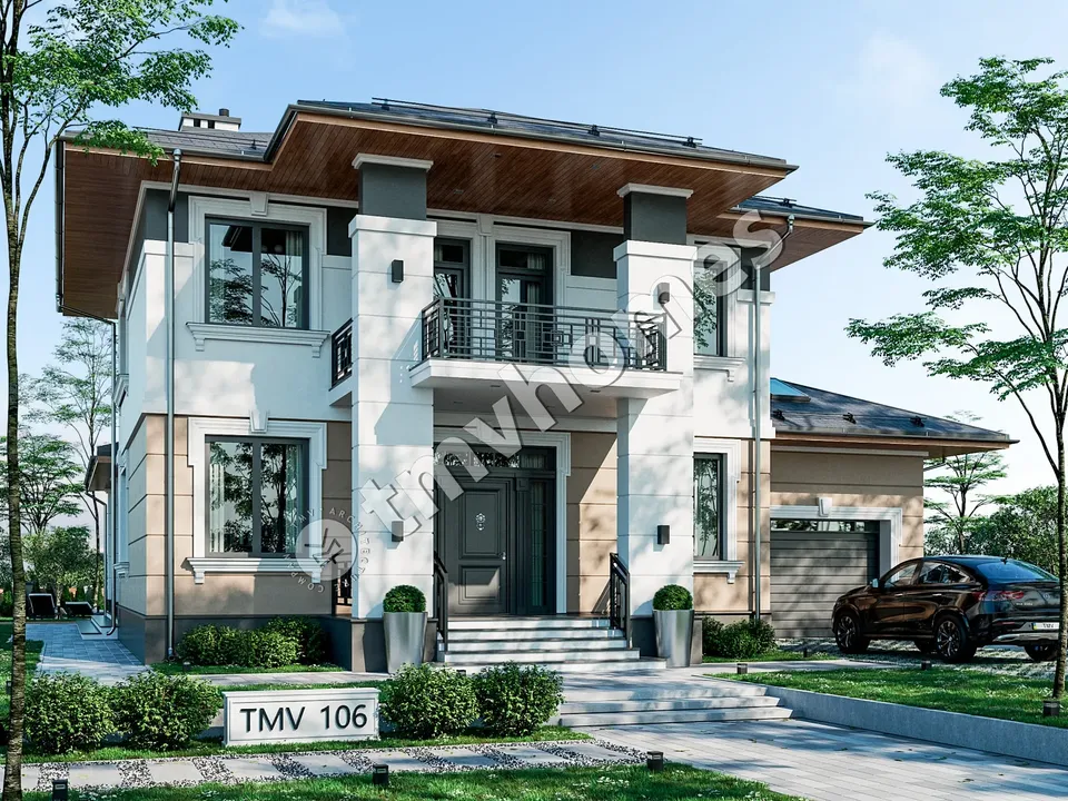 Pagrindiniai vaizdai 2 – Dviejų aukštų namo projektas 332 m², 3 Miegamieji — 56808R