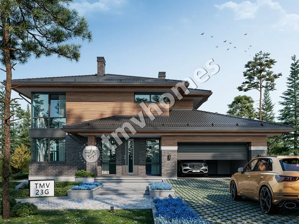 Pagrindiniai vaizdai 2 – Dviejų aukštų namo projektas 288 m², 4 Miegamieji — 36726C