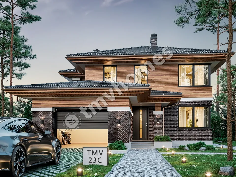 Pagrindiniai vaizdai 2 – Dviejų aukštų namo projektas 298 m², 4 Miegamieji — 66535C