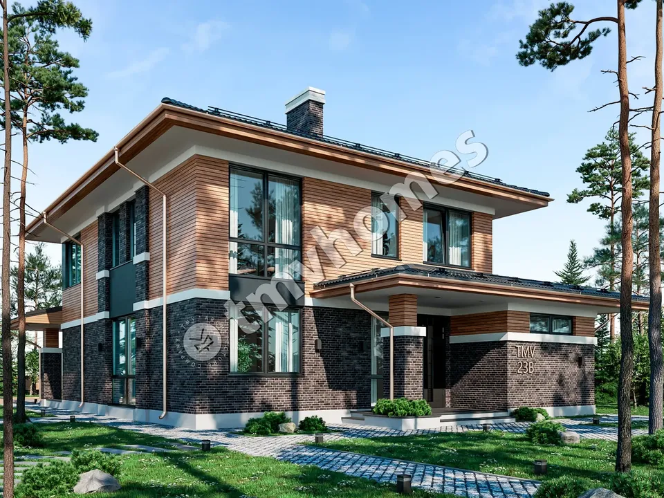 Pagrindiniai vaizdai 2 – Dviejų aukštų namo projektas 256 m², 4 Miegamieji — 29699C